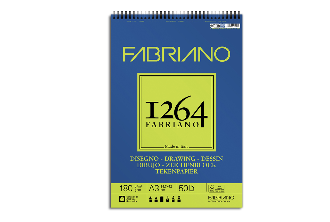 Fabriano 1264 Sketch Pad, 9 x 12, Spiral, 100 Sheets, Portrait