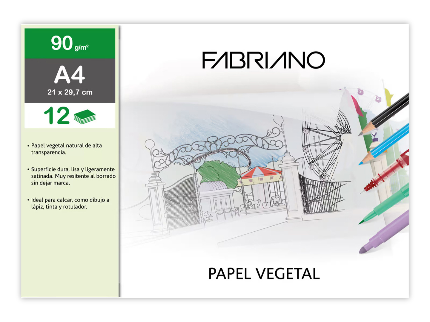 Papel Vegetal en pack 12 hojas A3- Fabriano- Lloc d'Art