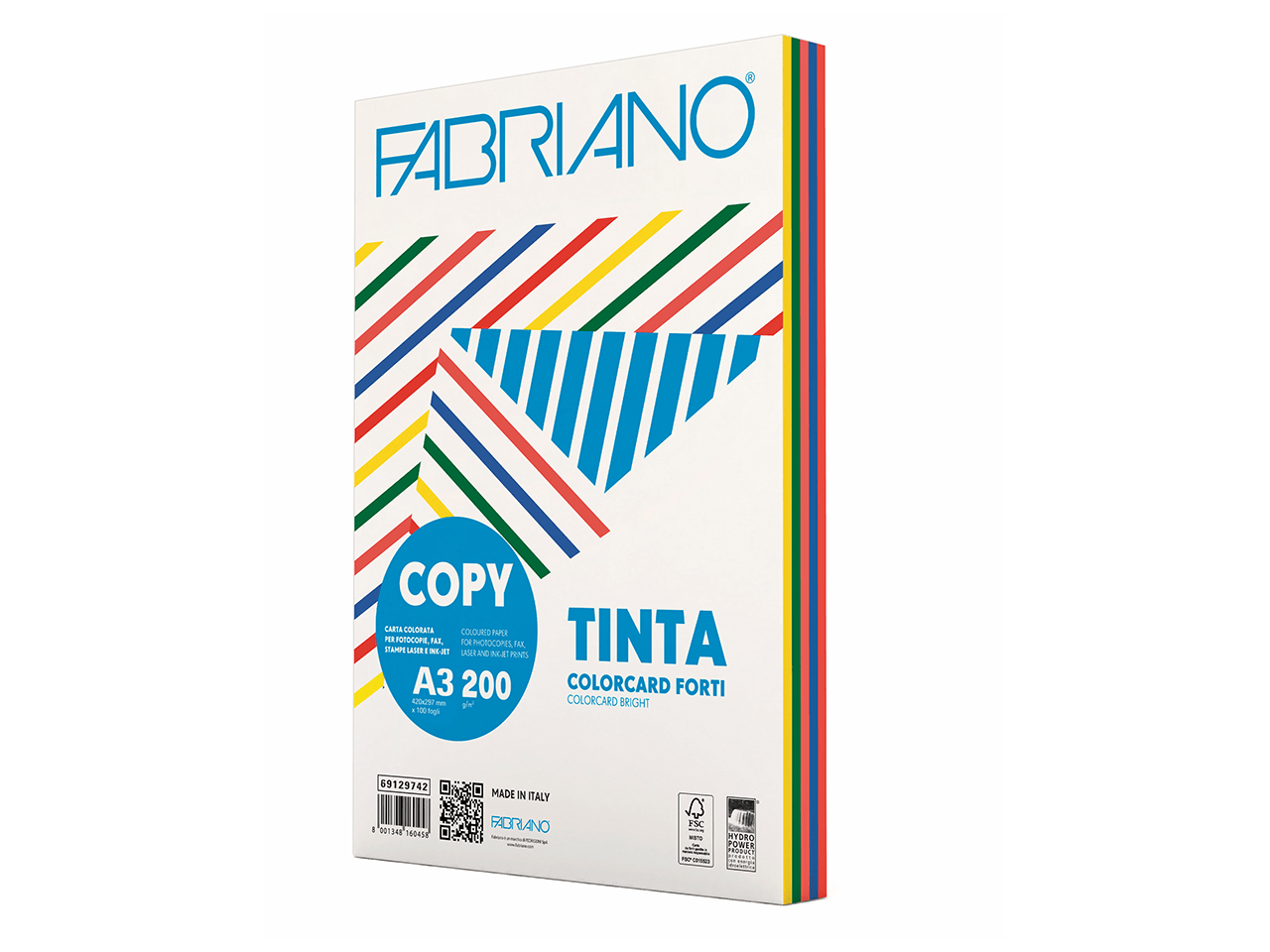 Cartoncino A4 Copy Tinta Multicolor 200gr. (conf. 100ff) Fabriano