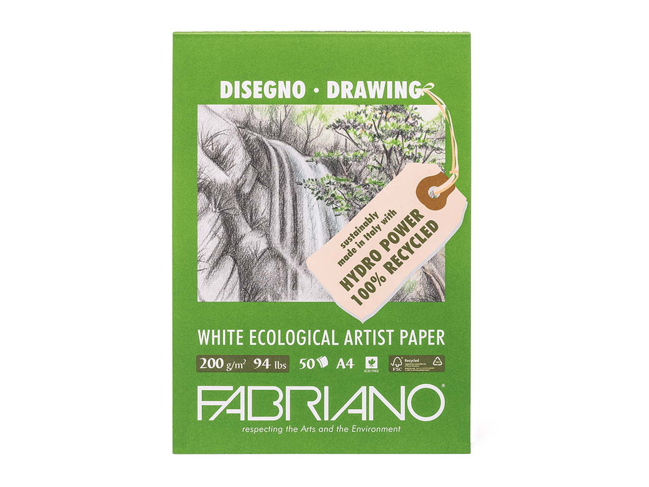 Fabriano Disegno Ecologico - papier dessin recyclé blanc - rouleau