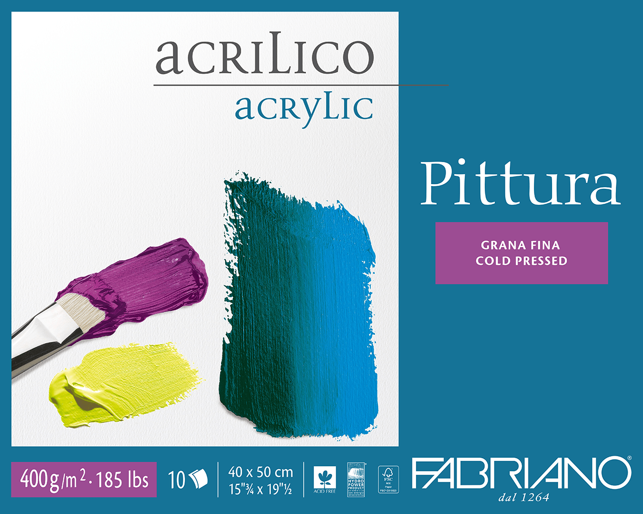 Pittura, paper ideal for acrylics, oil, and tempera